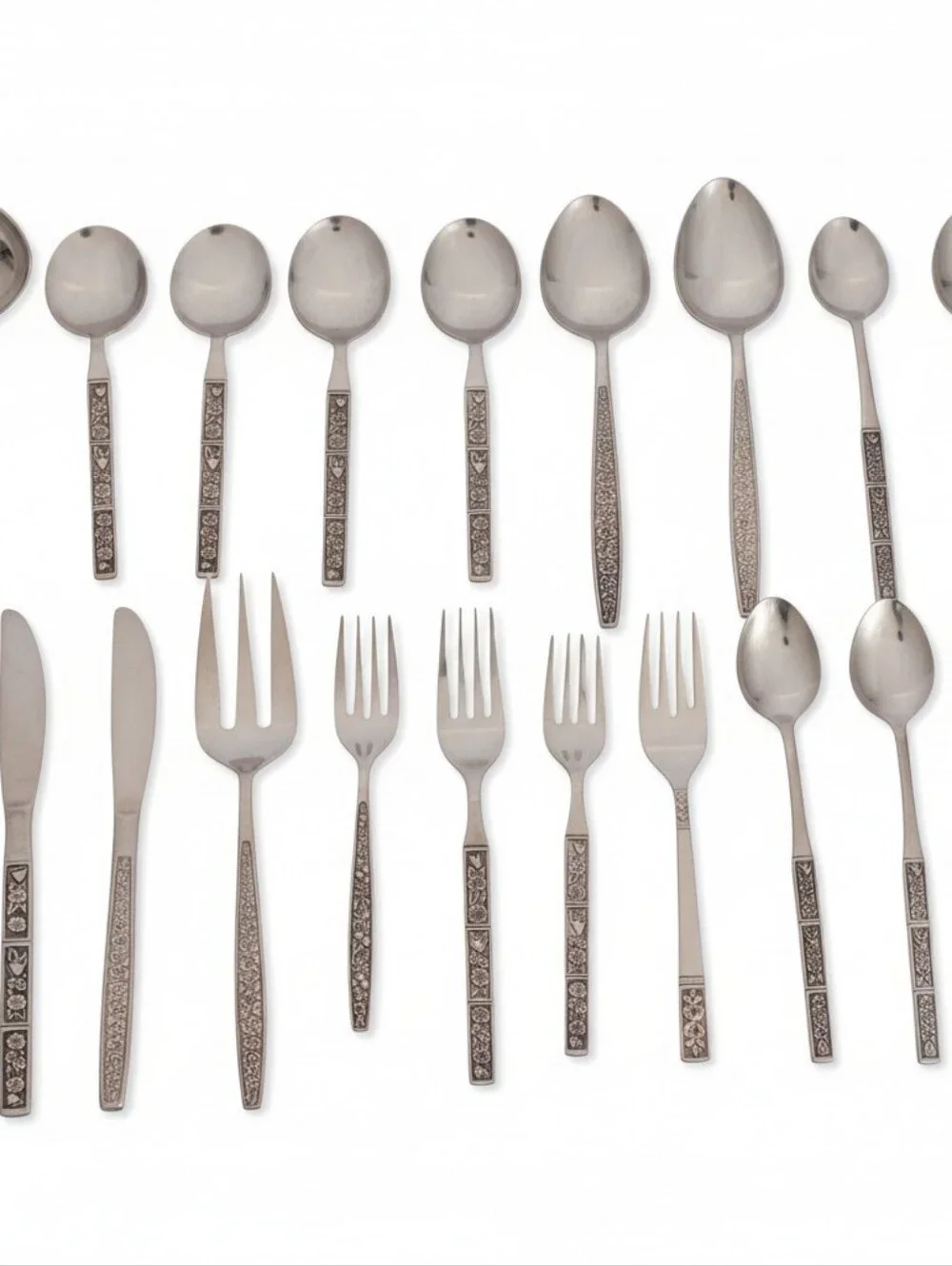 (Lot Of 20) Assorted Oneida Northland Spring Fever Stainless Steel Flatware Set.